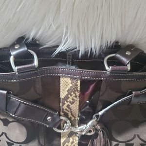 Beautiful Brown Coach bag with silver hardware